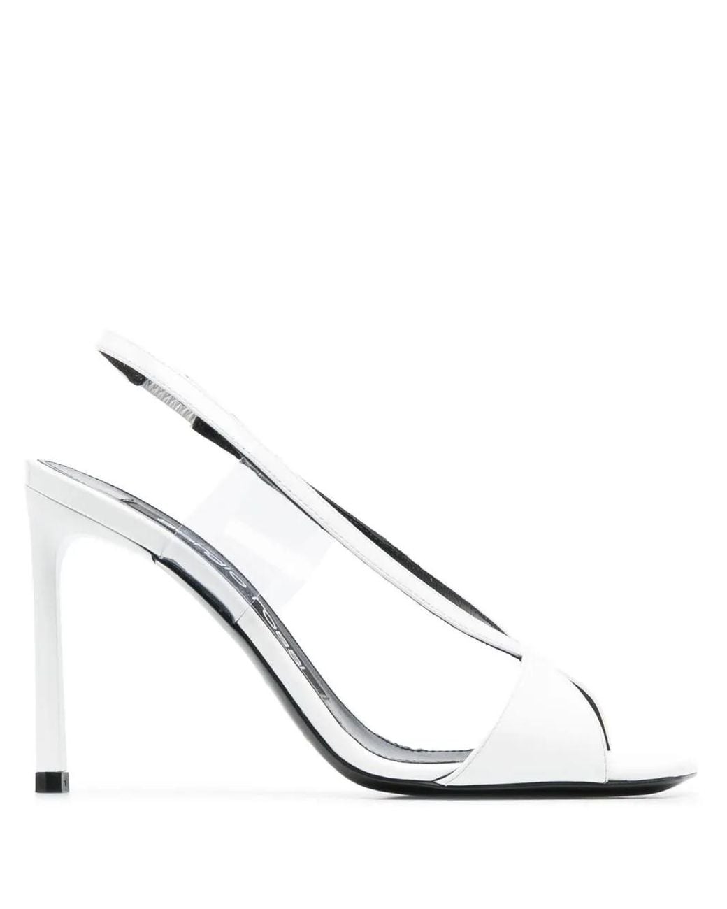 Sergio Rossi White Open-Toe Leather 100Mm Sandals