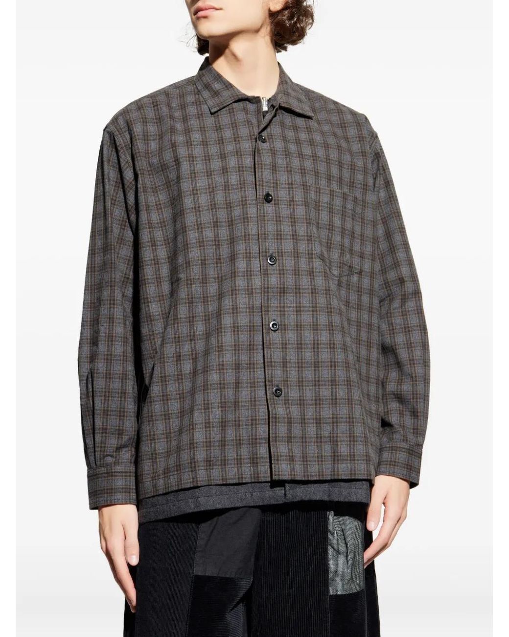 Comme des Garçons Gray Plaid-Pattern Shirt for men