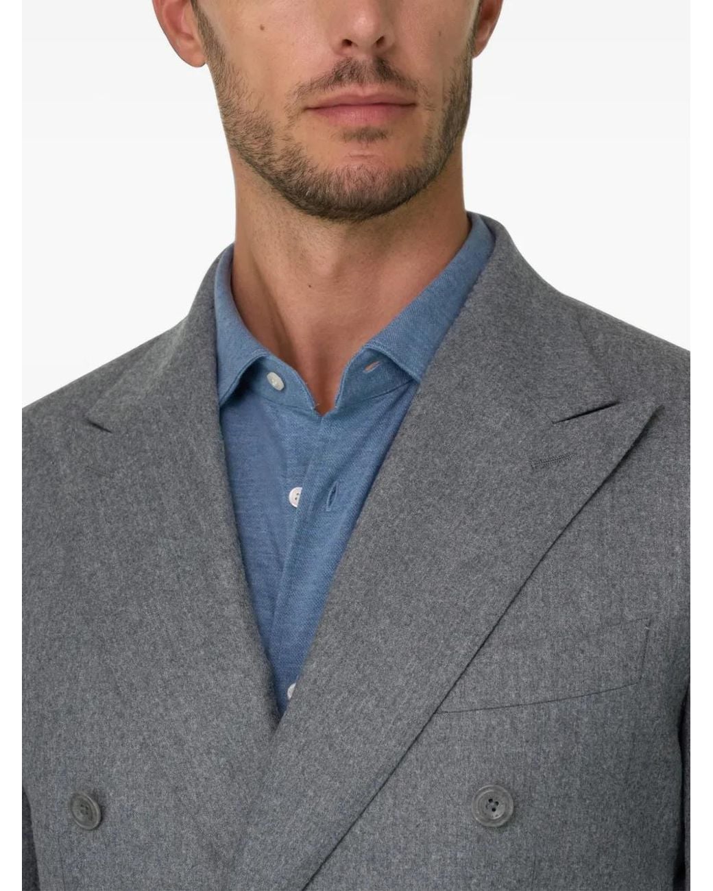 Boggi Gray Double-Breasted Wool Flannel Blazer for men