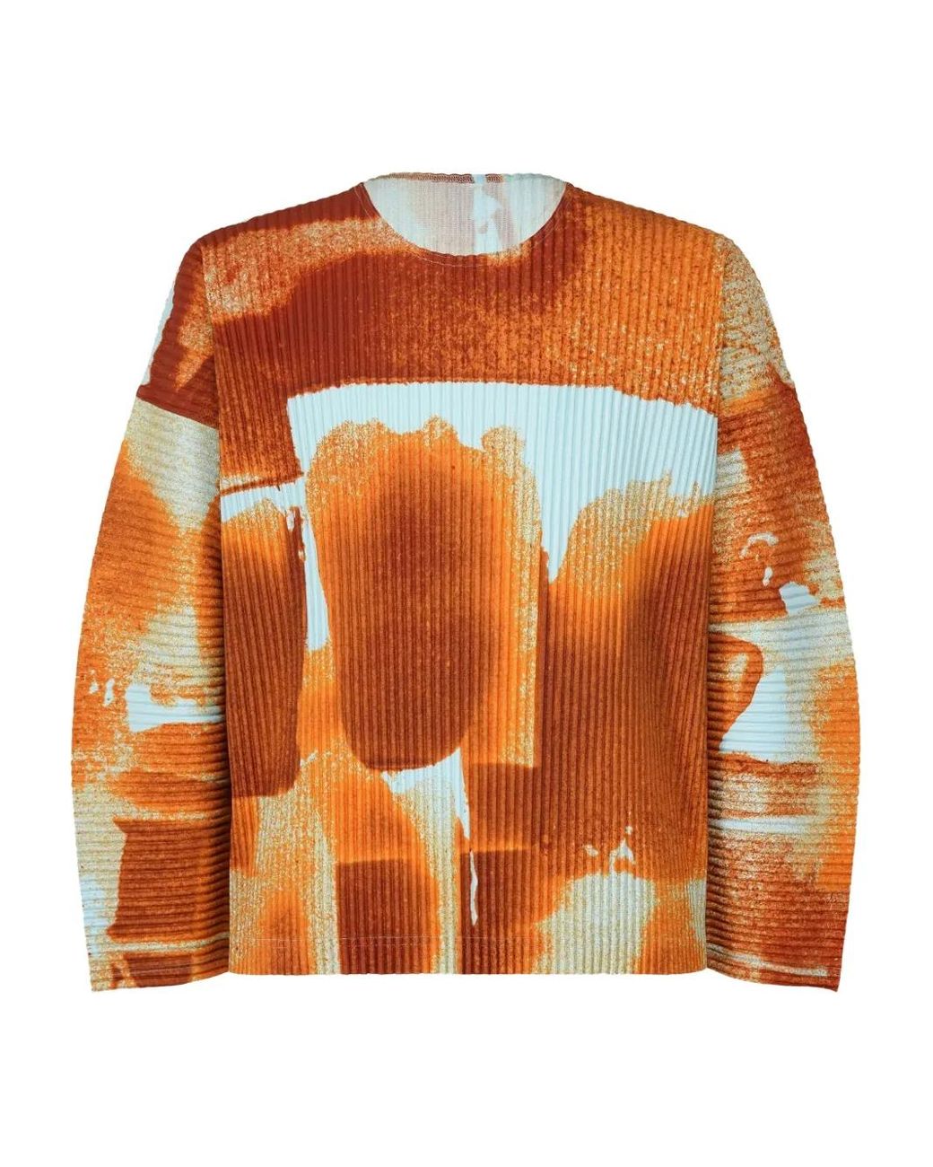 Homme Plissé Issey Miyake Wind Walk Pleated Top in Orange for Men