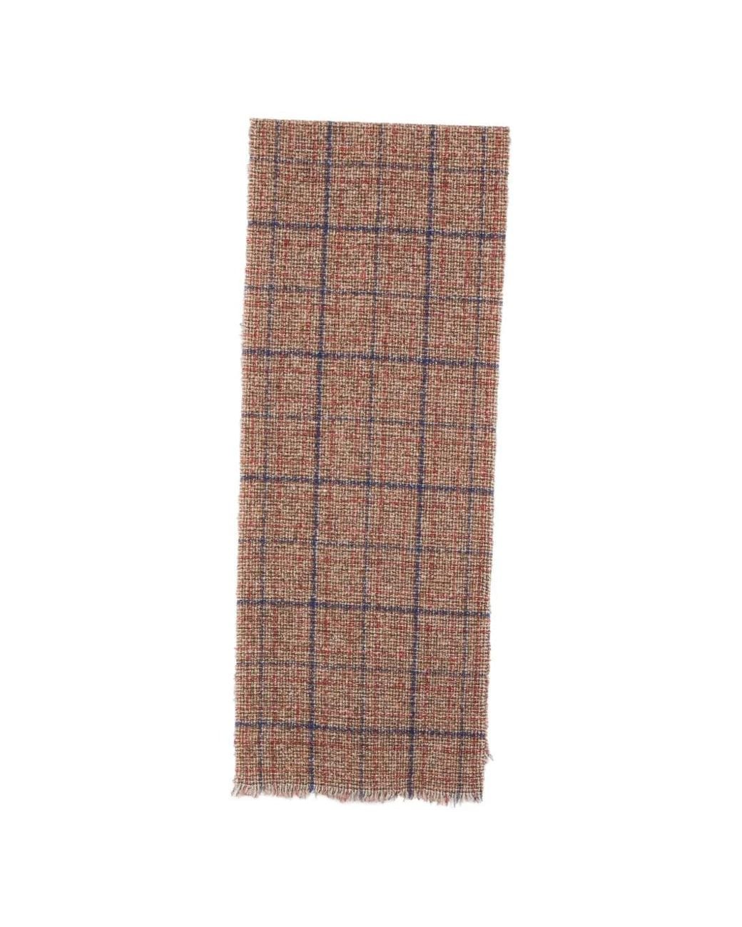 Destin Brown Check Frayed-Edge Scarf