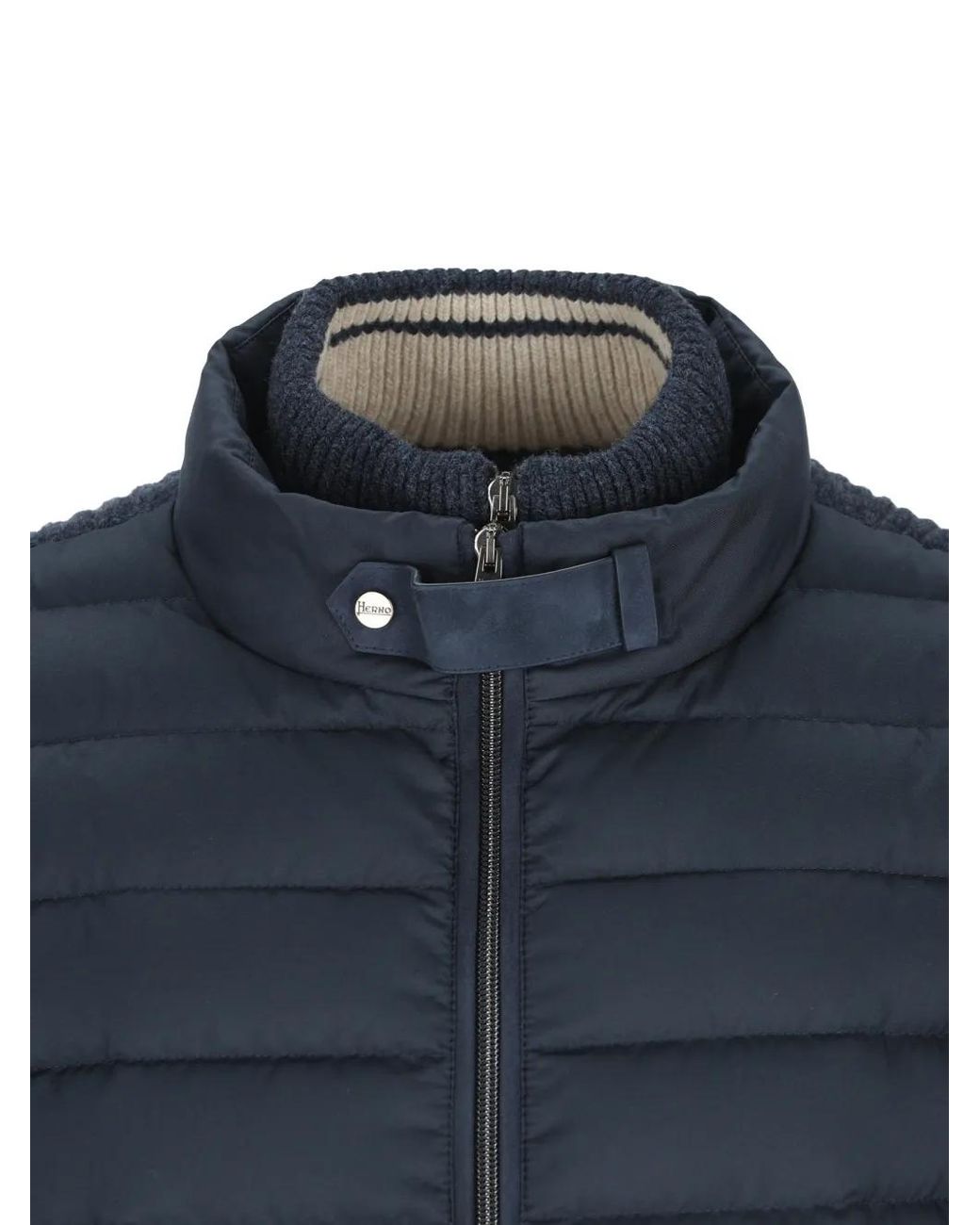 Herno Blue Quilted Wool Jacket for men