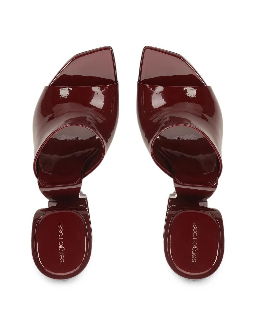 Sergio Rossi Brown Sinuous Patent-Leather Mules