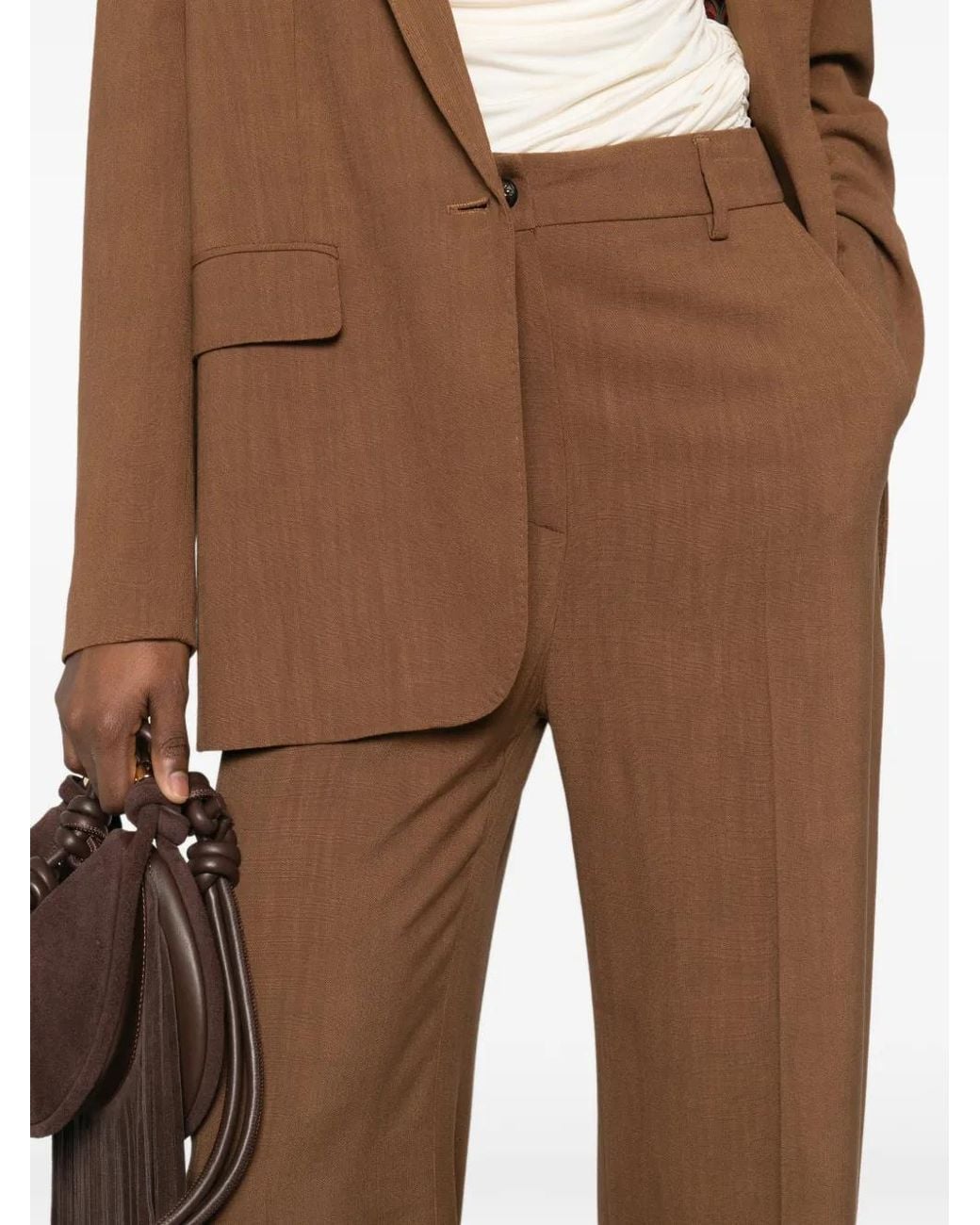 Etro Brown Front-Seam Trousers