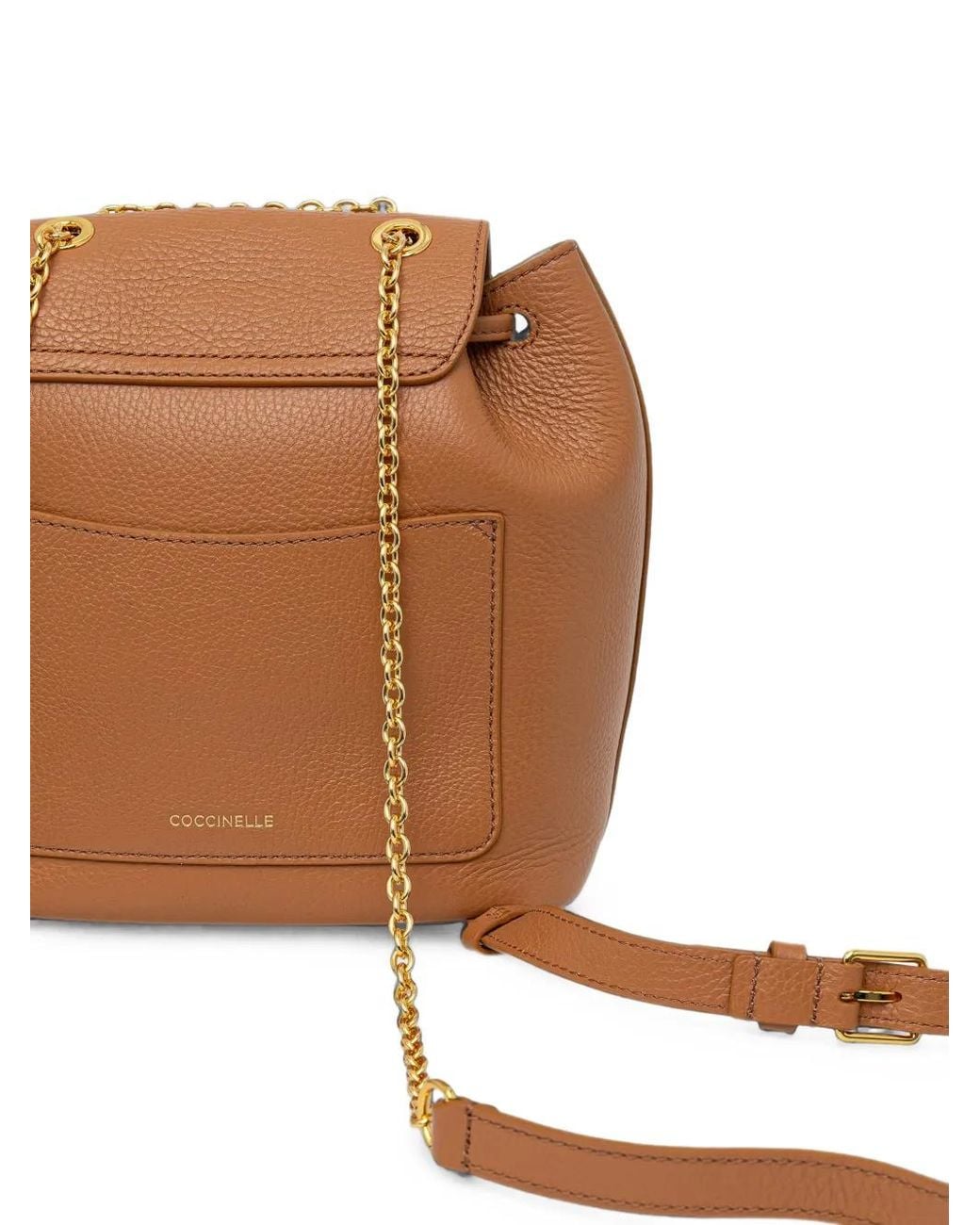 Coccinelle Brown Small C-Me Logo-Plaque Drawstring Backpack