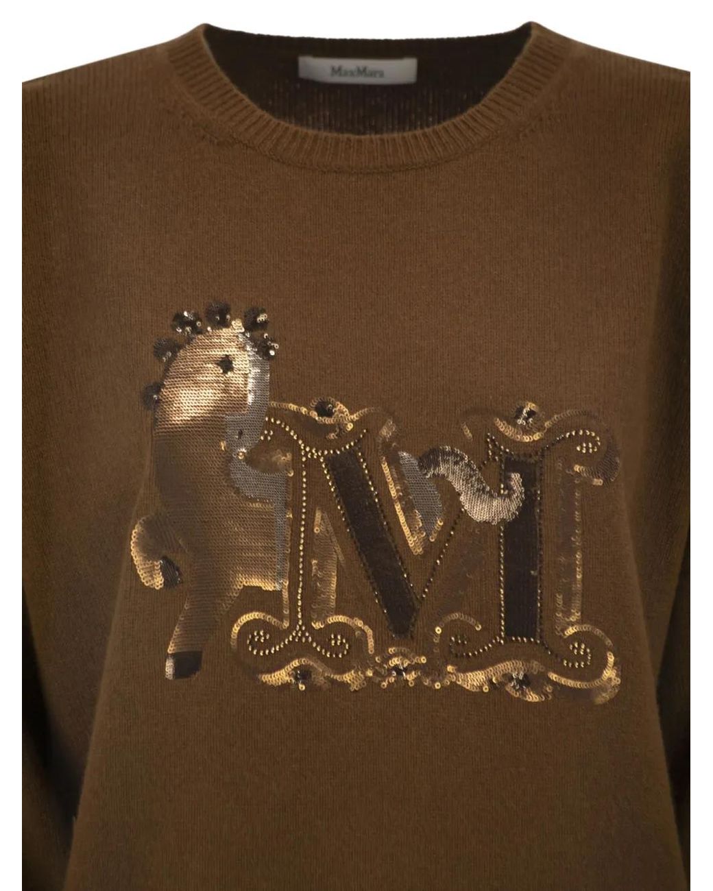 Max Mara Brown Monogram Embroidered Sweater