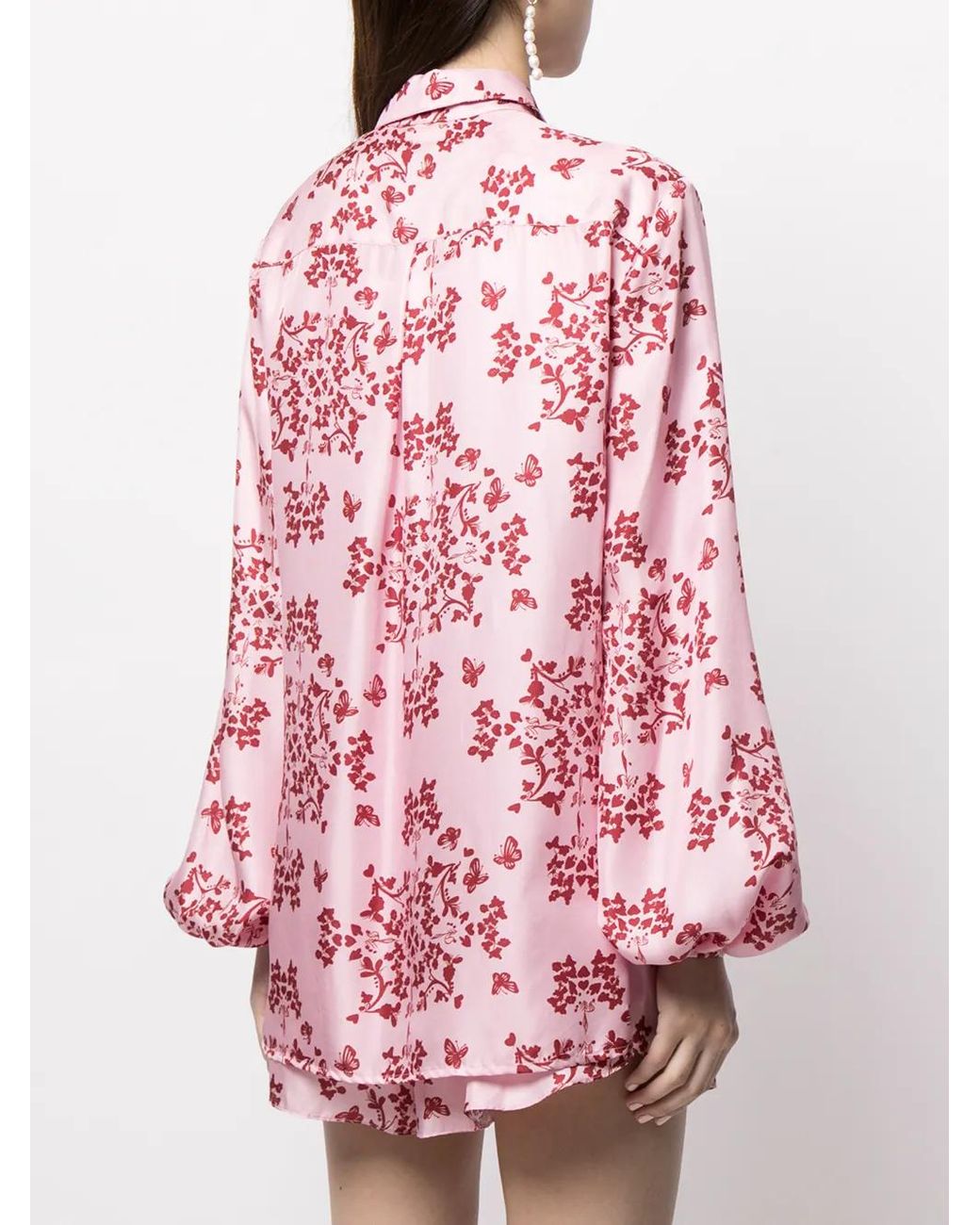 Macgraw Red Story Printed Silk Blouse