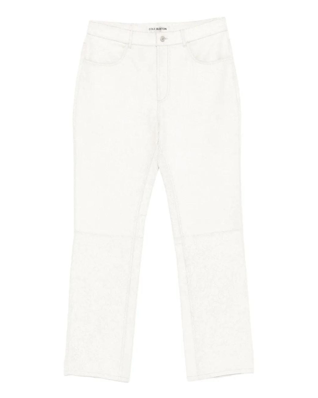 Cole Buxton White Cracked-Finish Trousers for men