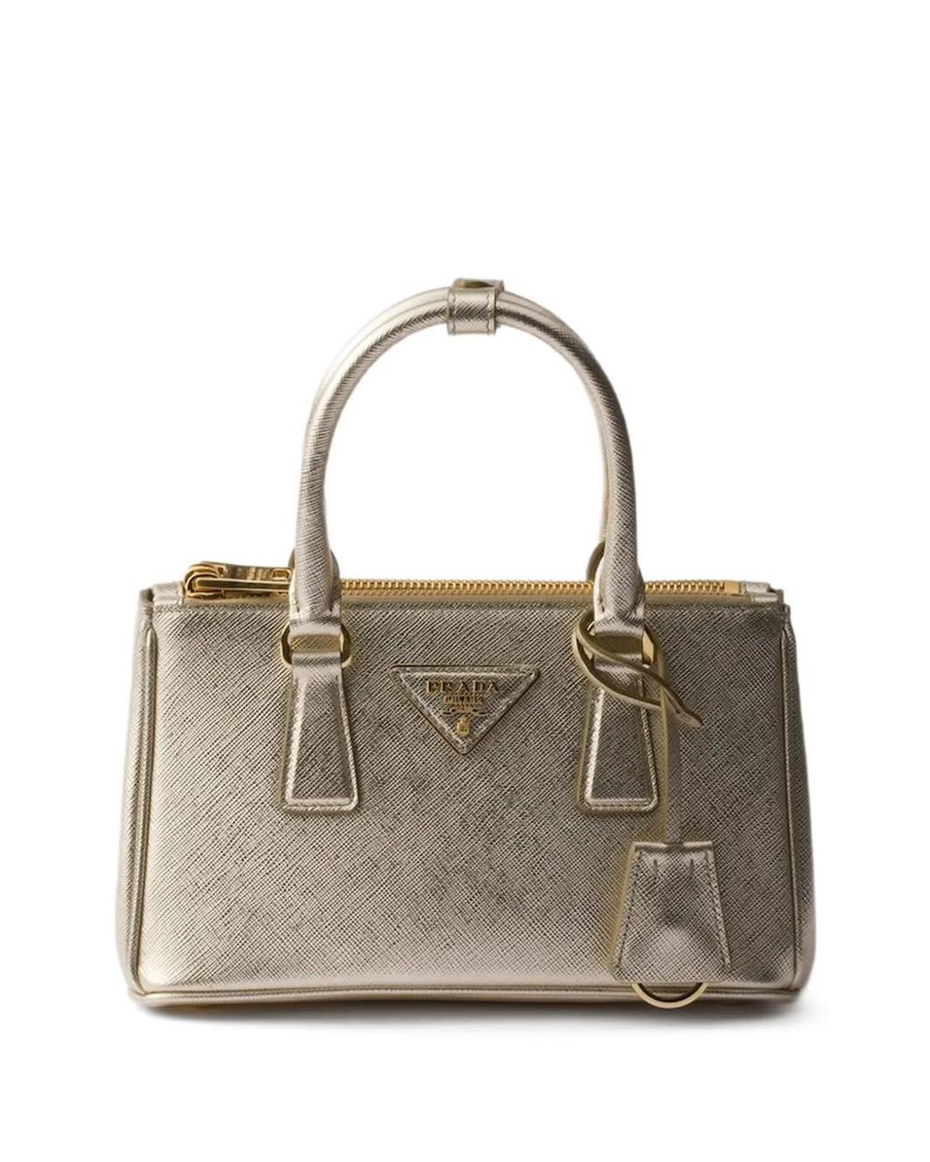Bolso Shopper Galleria Mini Con Logo Triangular Prada de color Metallic