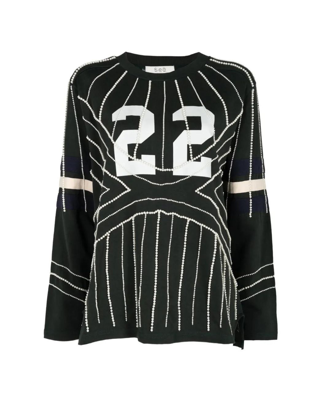 Sea Black Quinn Bead-Embellished T-Shirt