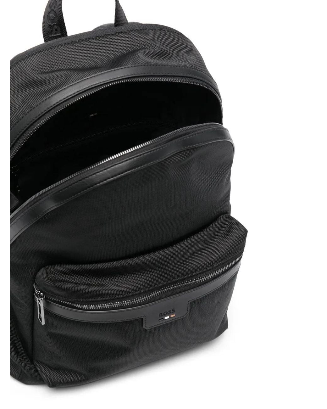 Zaino Con Logo E Motivo A Righe di Boss in Black da Uomo