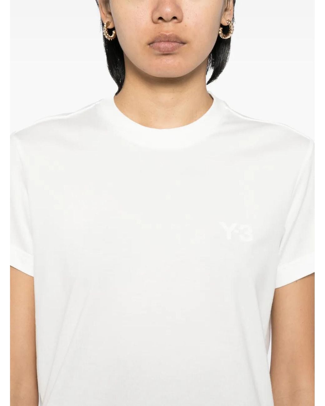 Y-3 White Logo-Print Cotton T-Shirt
