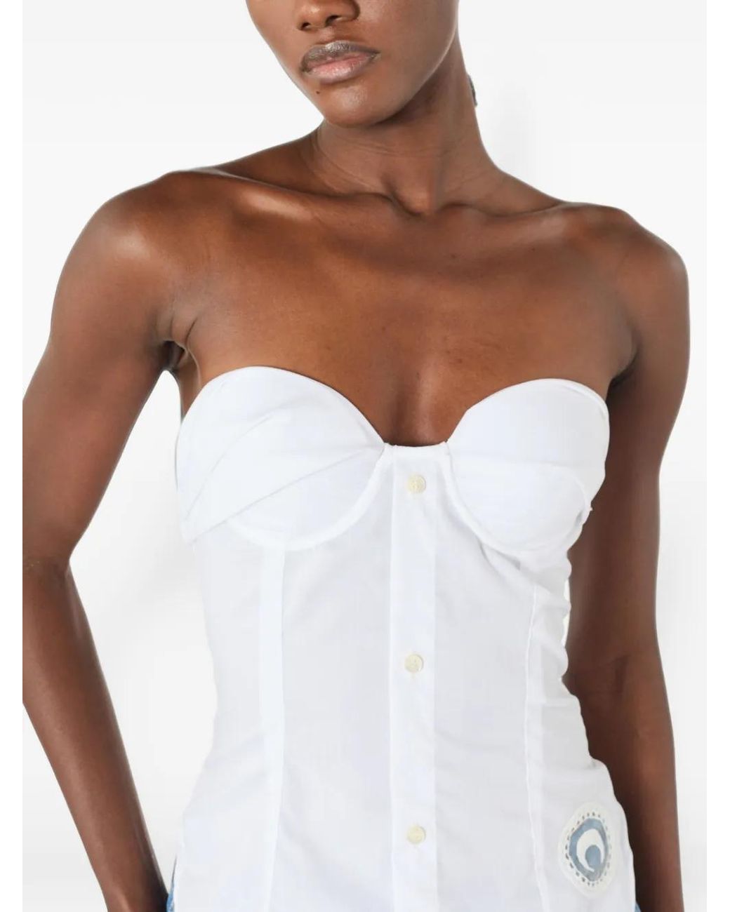 MARINE SERRE White Upcycled Shirts Halter Top