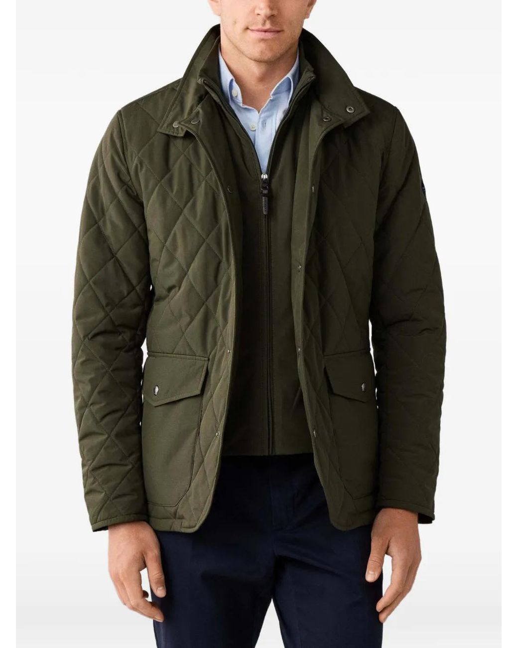 Hackett Green Diamond-Quilted Jacket for men