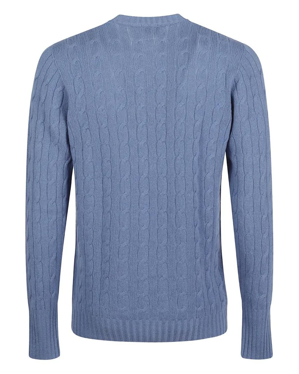 Drumohr Blue Braided Roundneck Sweater for men