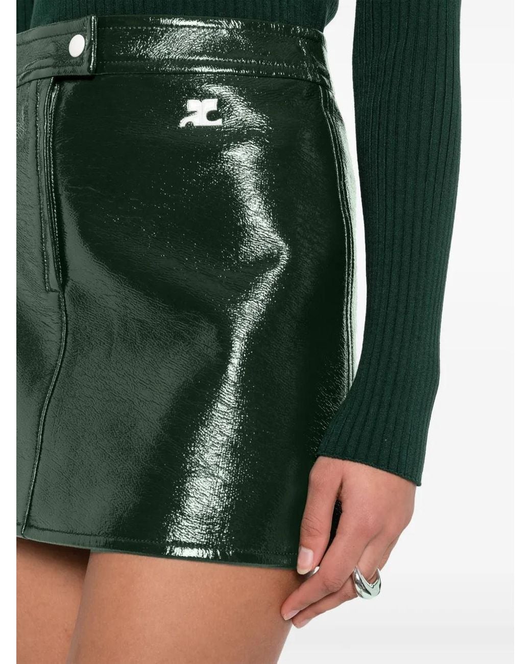 Courreges Green Reedition Vinyl Mini Skirt