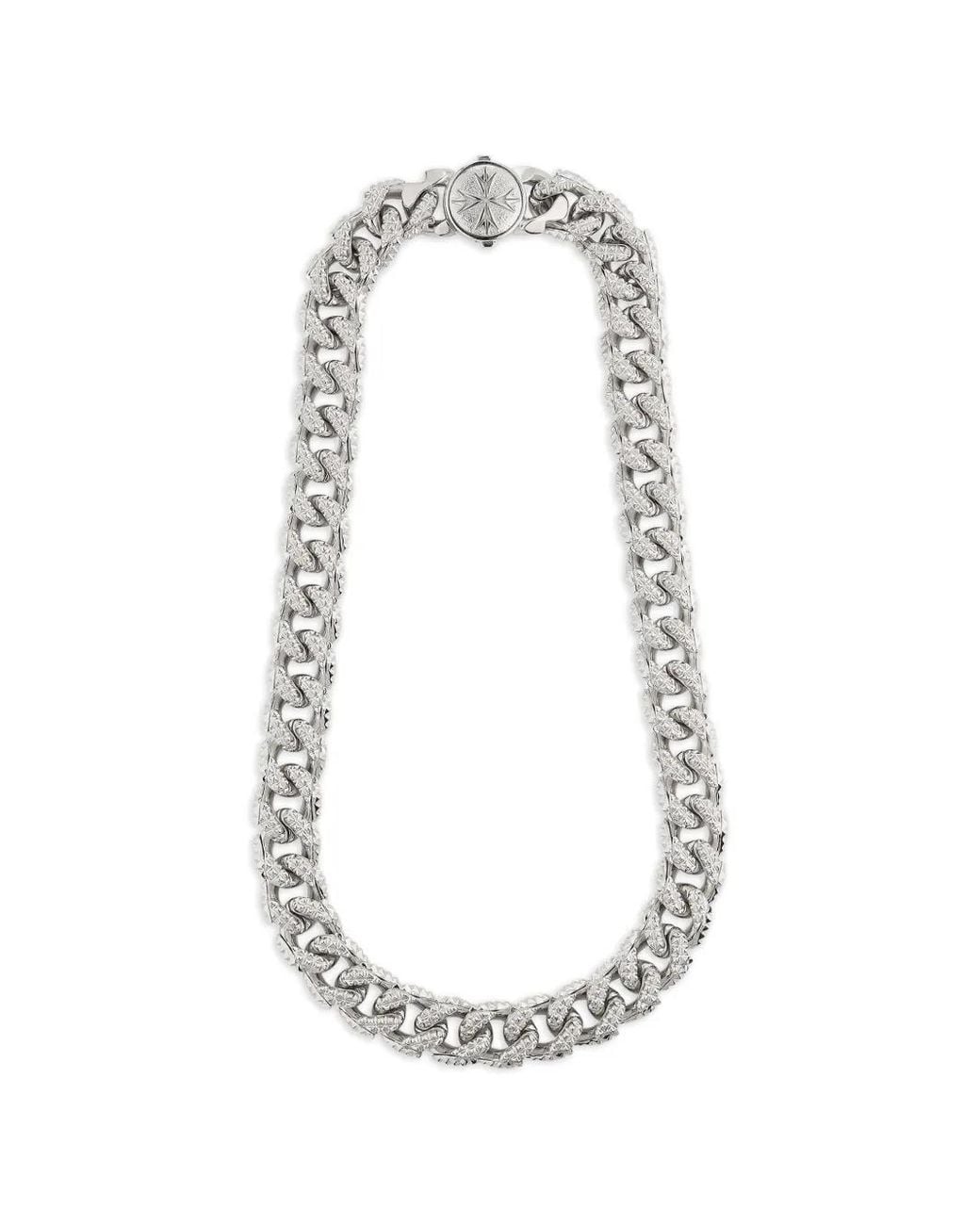 Emanuele Bicocchi White Studded Curb-Chain Necklace