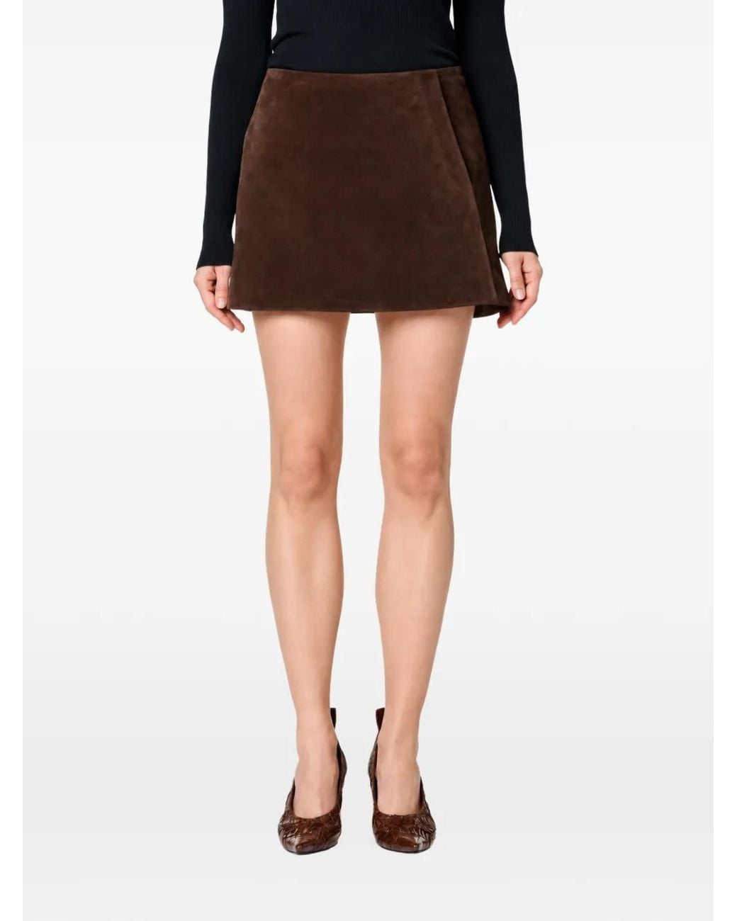 IRO Brown Suede Wrap Mini Skirt