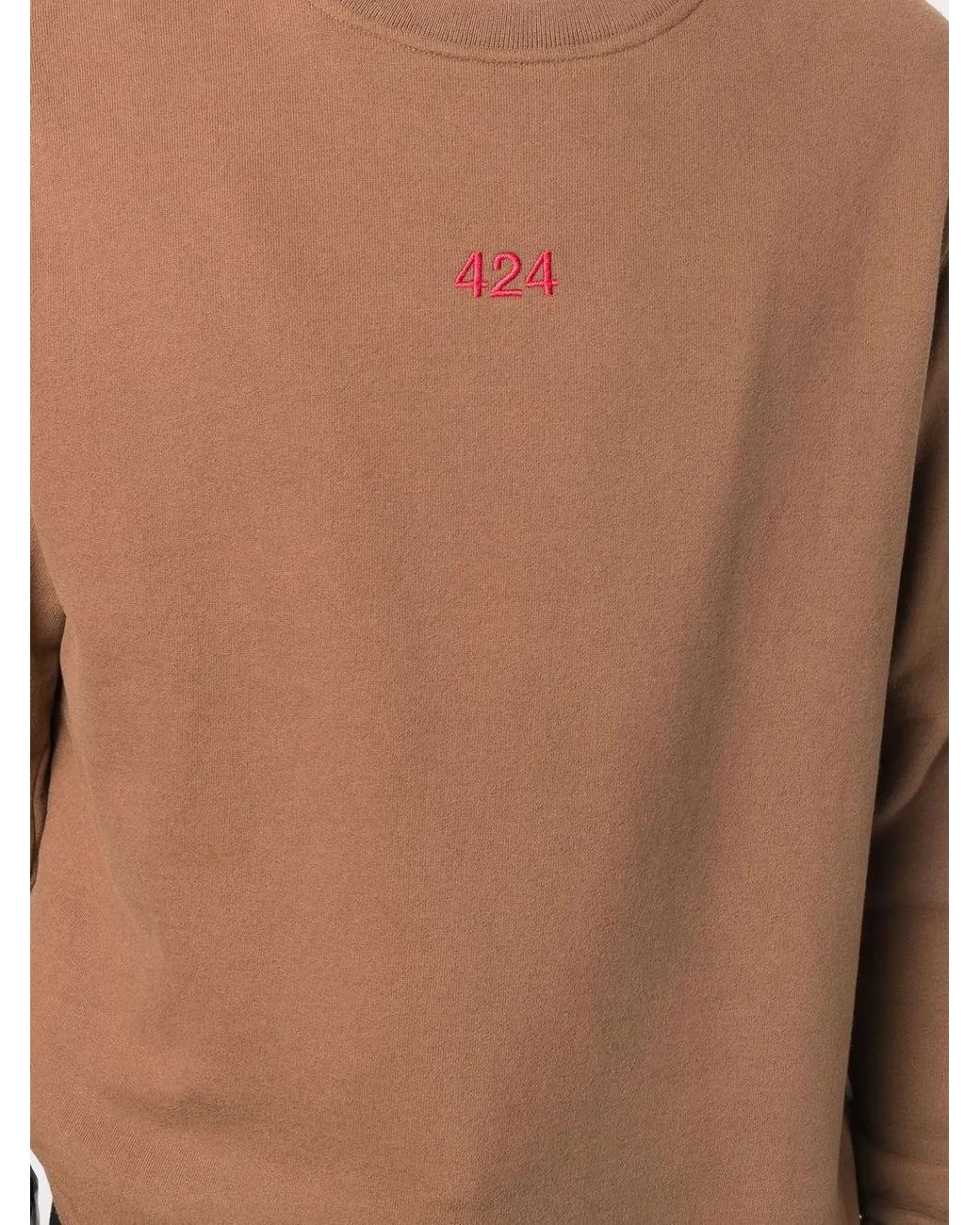 424 Brown Logo-Print Crew Neck Sweatshirt for men