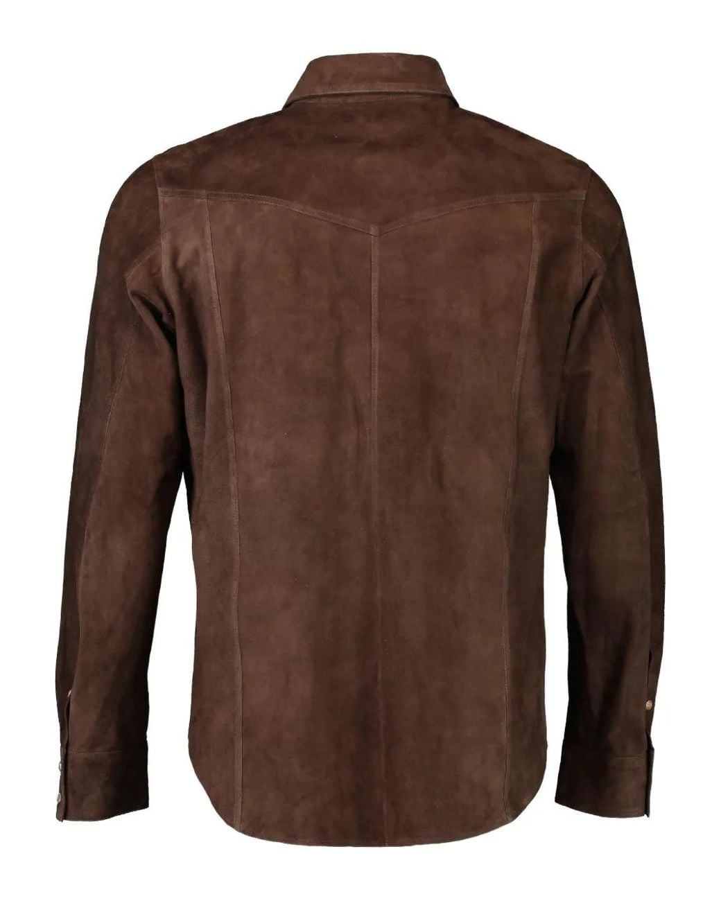 Eleventy Brown Suede Button-Placket Shirt for men