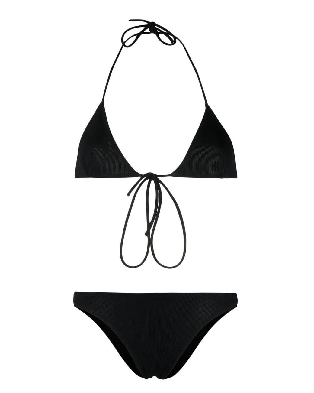 Lido Black Ribbed-Knit Bikini