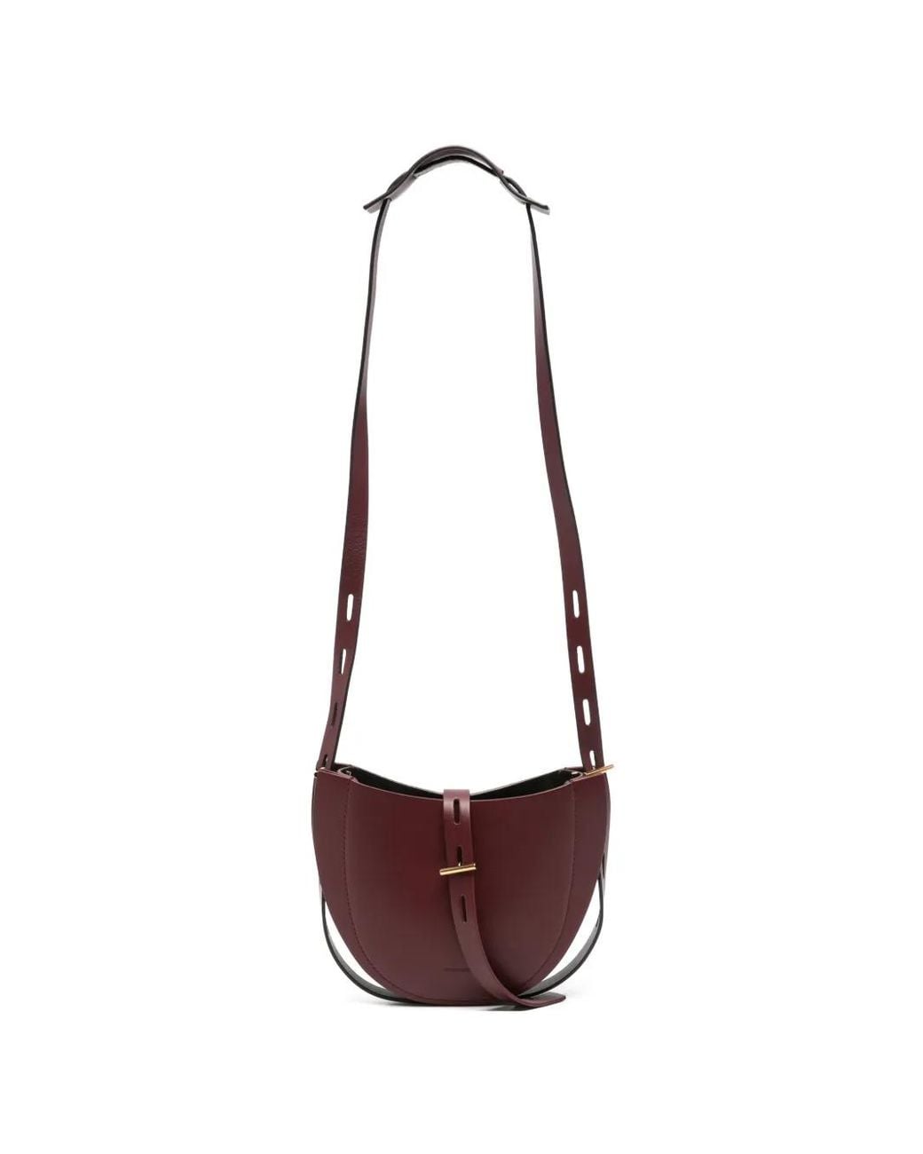 MINOBOSSI White Lilly Curved Leather Shoulder Bag
