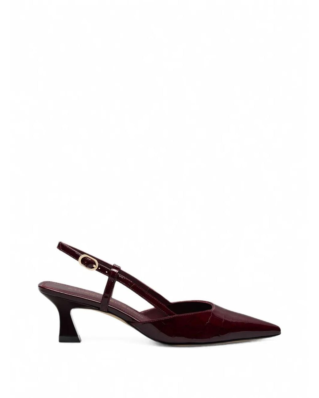 Stuart Weitzman Red Vinnie Crocodile-Effect Slingback Pumps