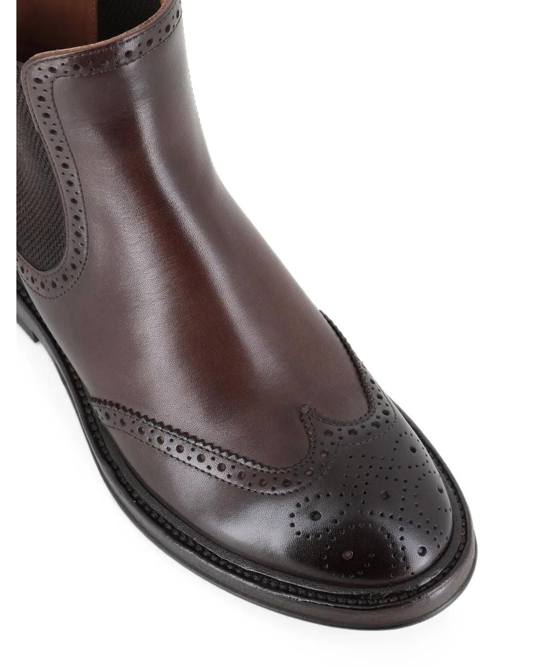 Alberto Fasciani Brown Brogue-Detail Leather Chelsea Boots