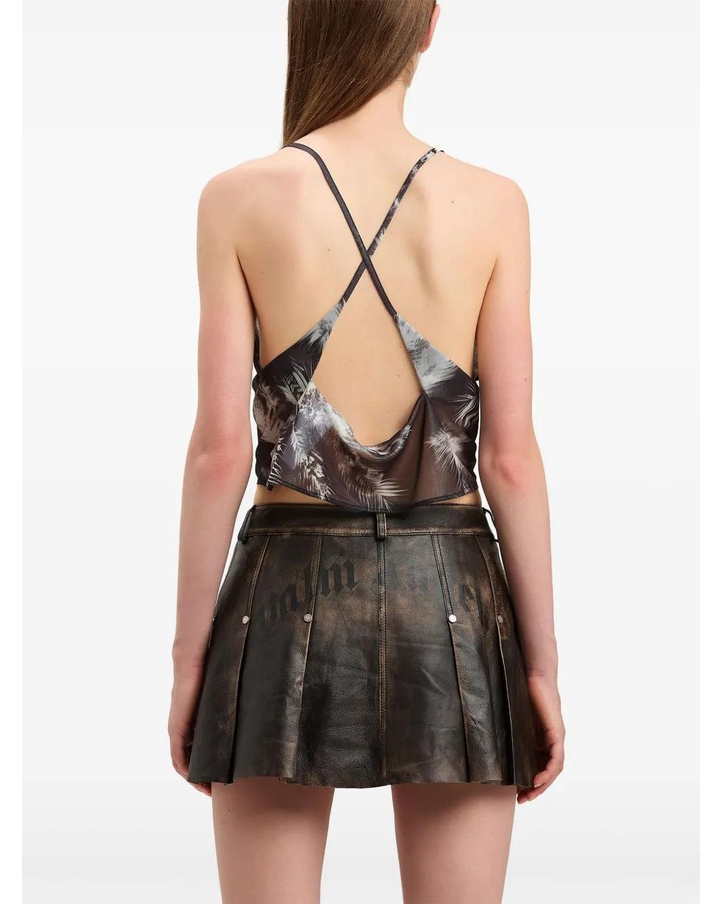 Palm Angels Brown Blueprint Palms Top