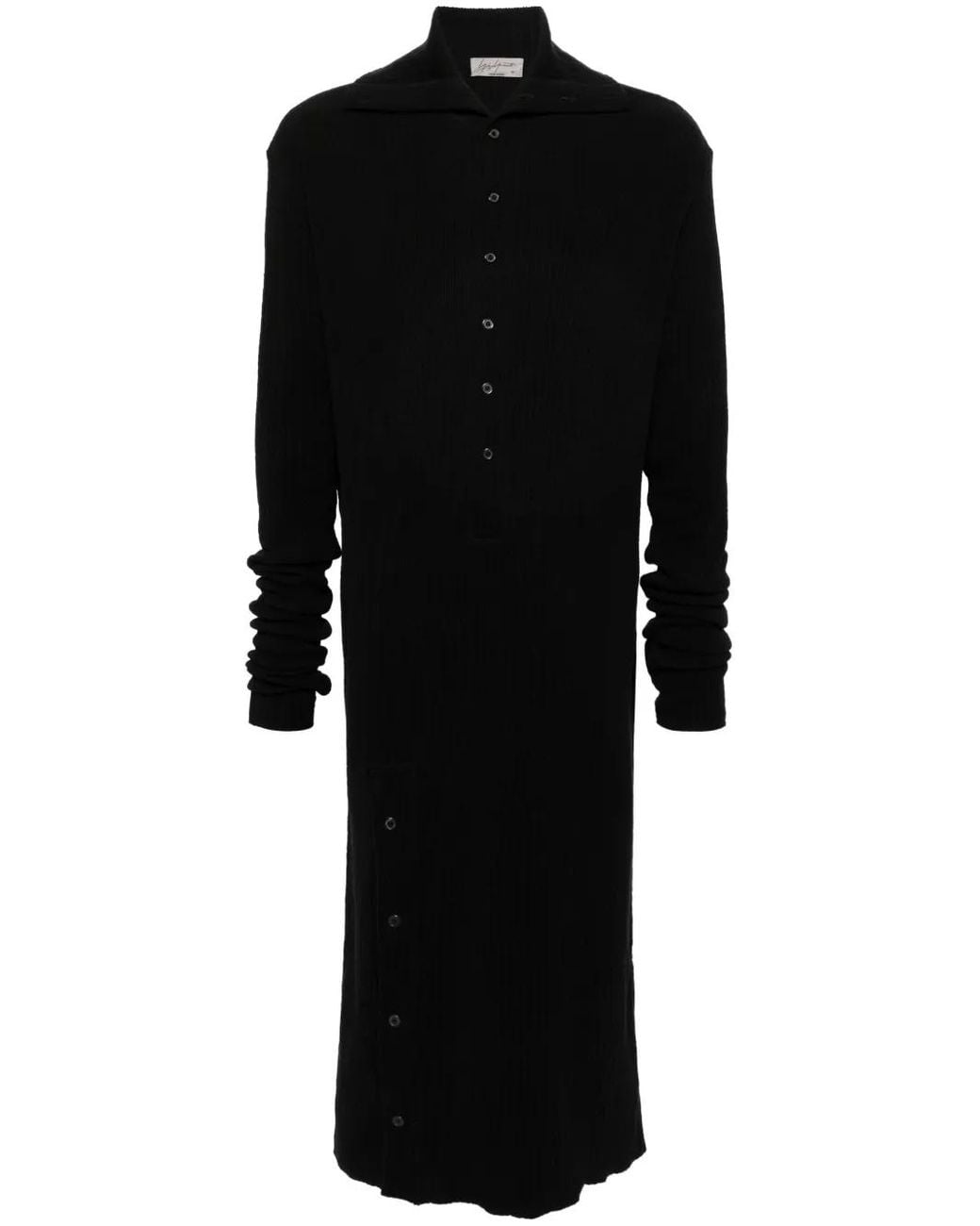 Yohji Yamamoto Black Ribbed-Knit Cotton Jumper for men