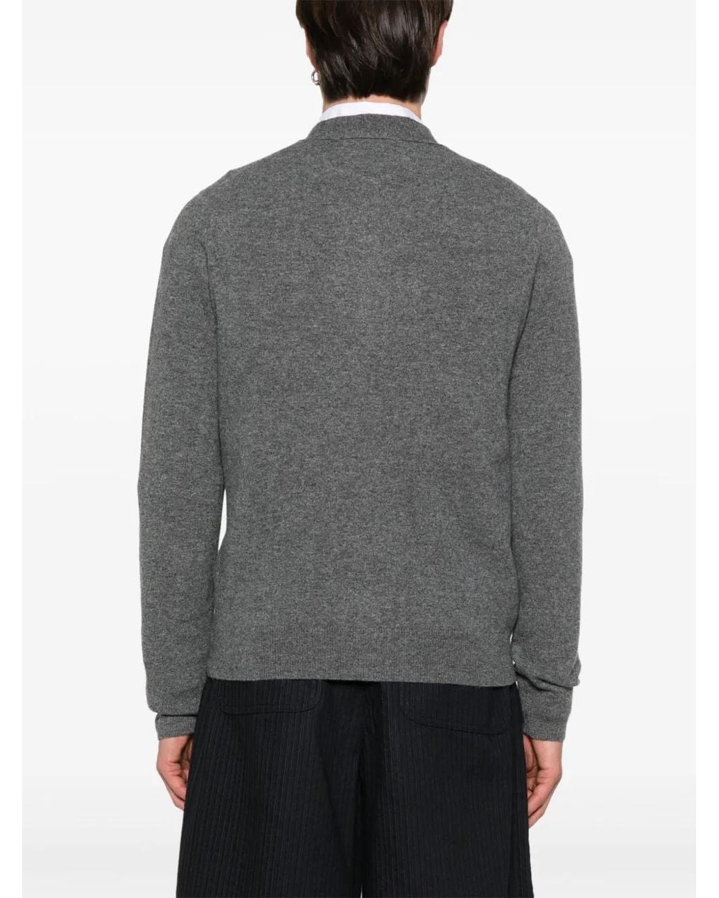 Comme des Garçons Gray V-Neck Cardigan for men