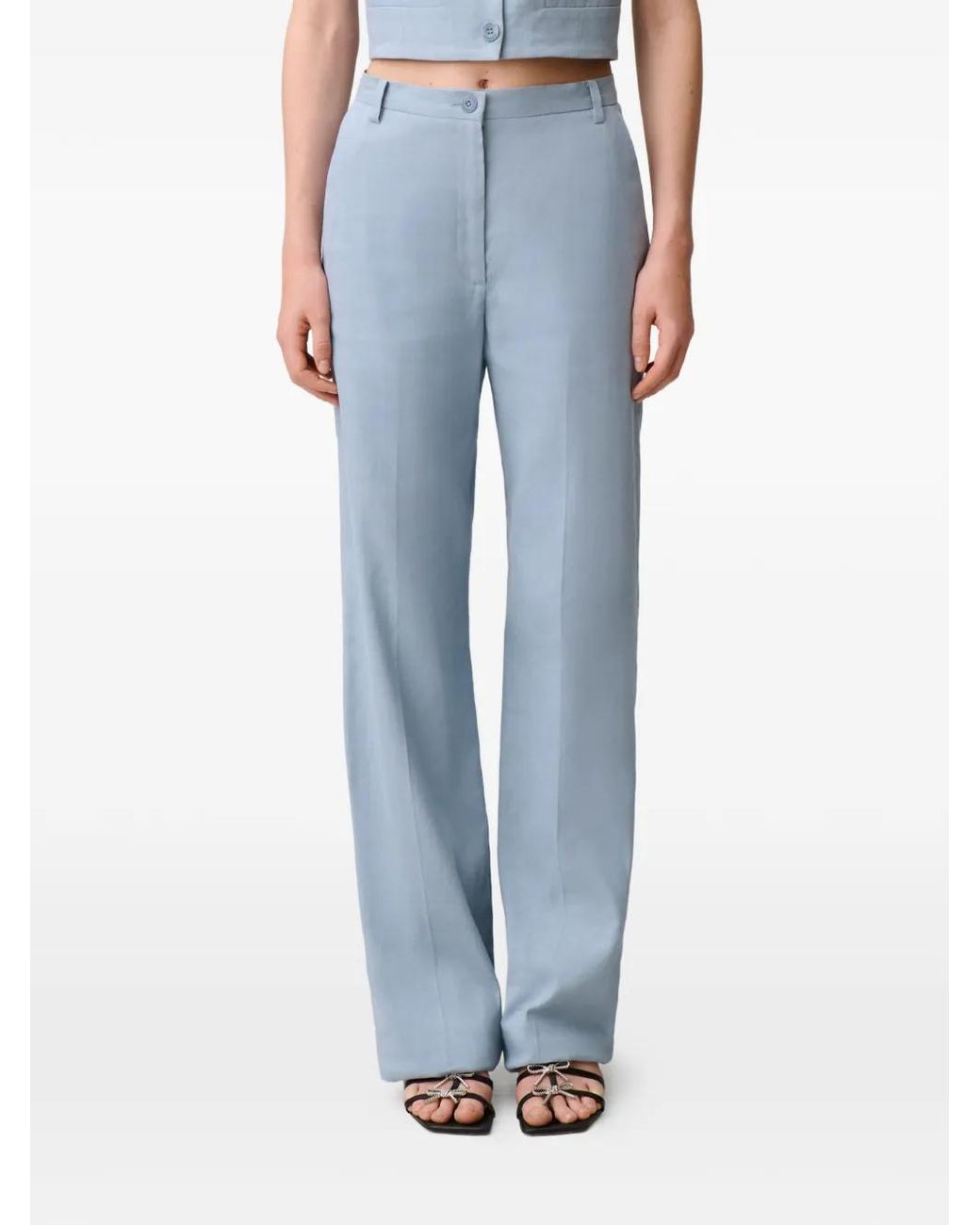 Claudie Pierlot Straight Broek Met Knoop in het Blue