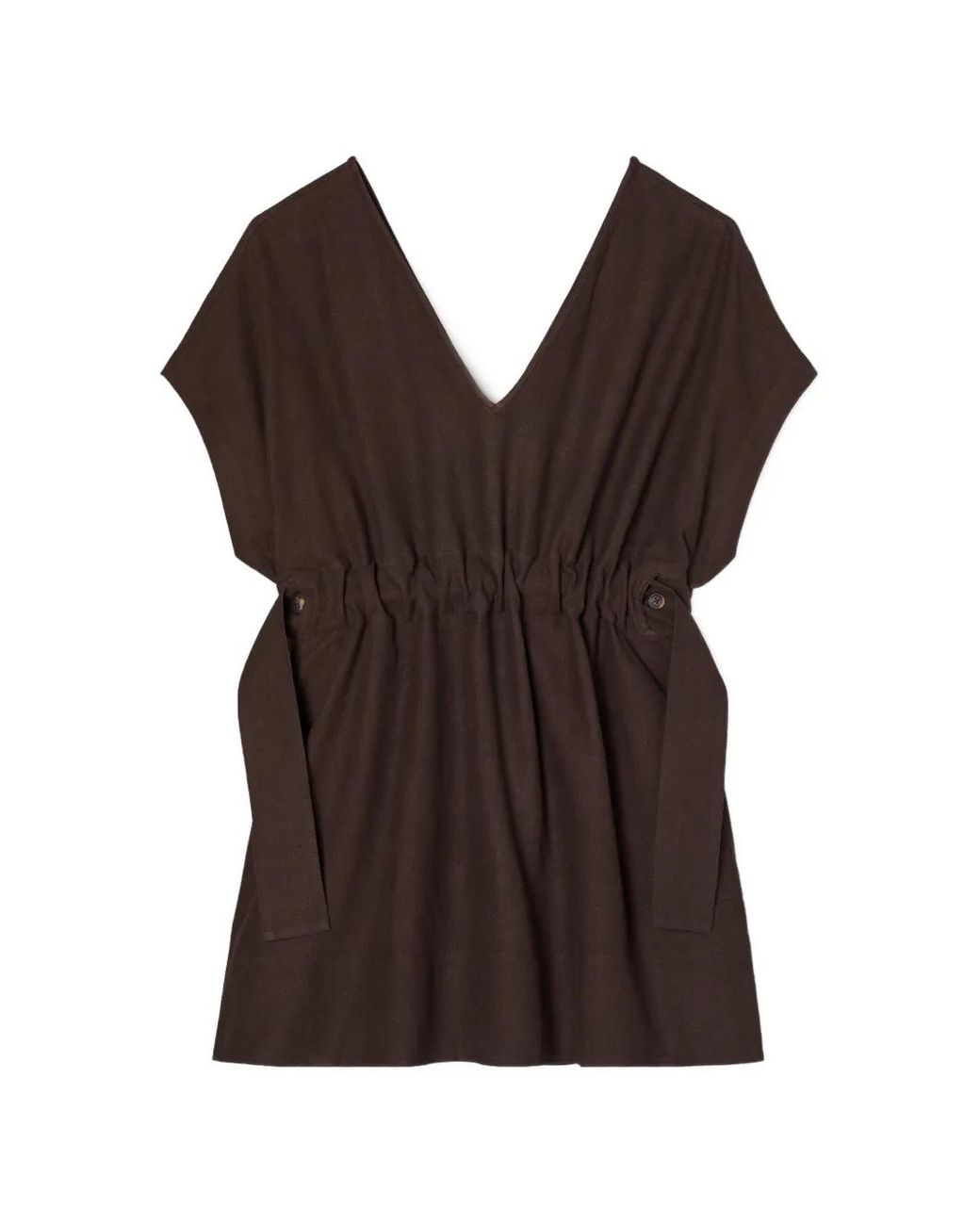Tory Burch Brown Belted Linen Dress