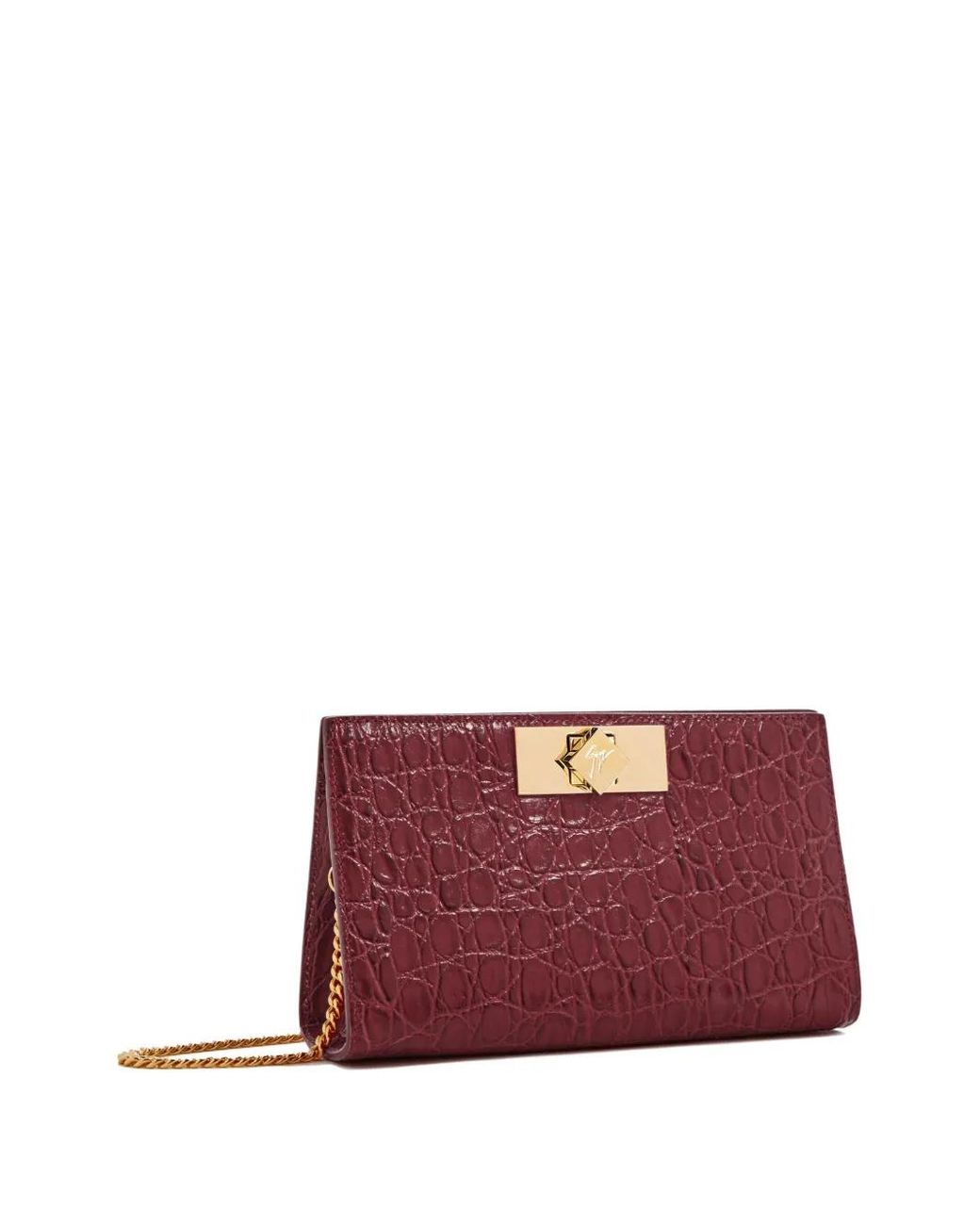 Giuseppe Zanotti Red Crocodile-Embossed Clasp Clutch