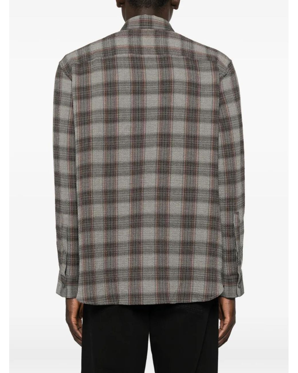 sunflower Gray Studio Checked-Pattern Shirt for men