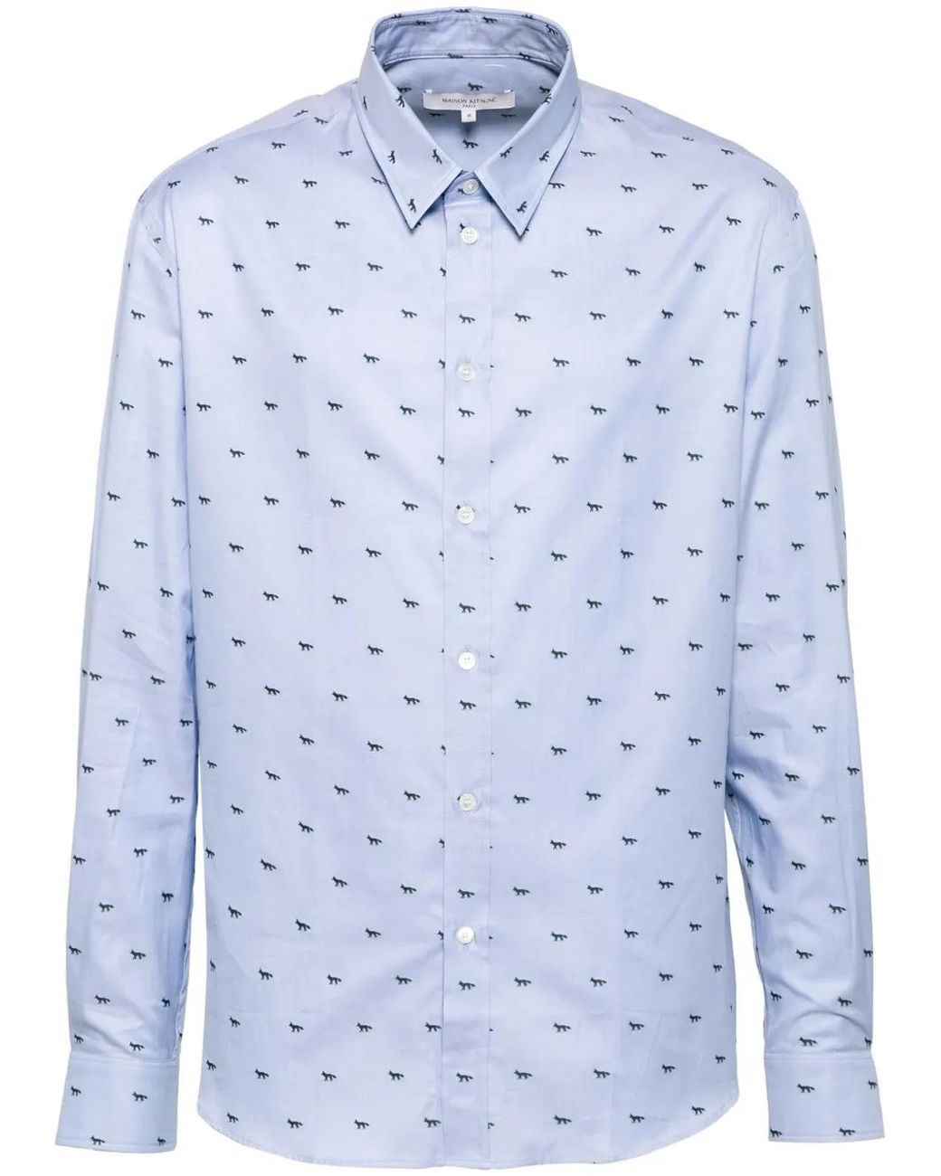 Maison Kitsuné Blue Fox-Print Shirt for men