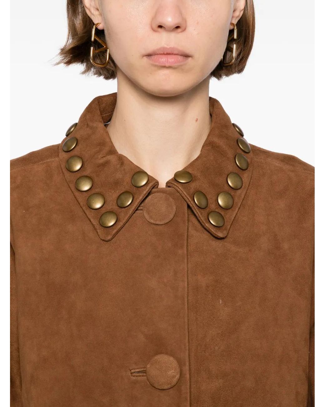 Cynthia Rowley Brown Studded Suede Jacket