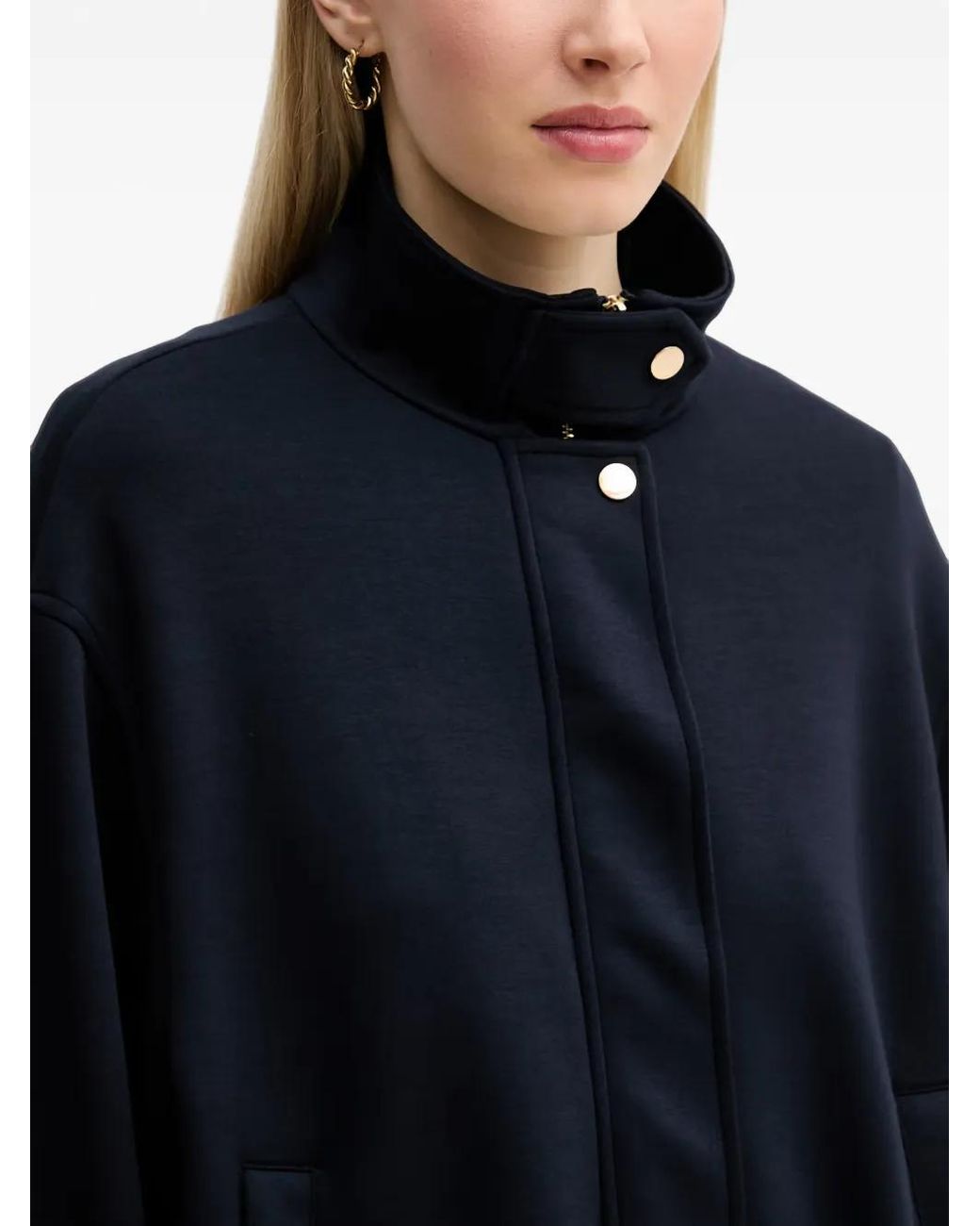 Ouí Blue High-Neck Zip-Up Bomber Jacket