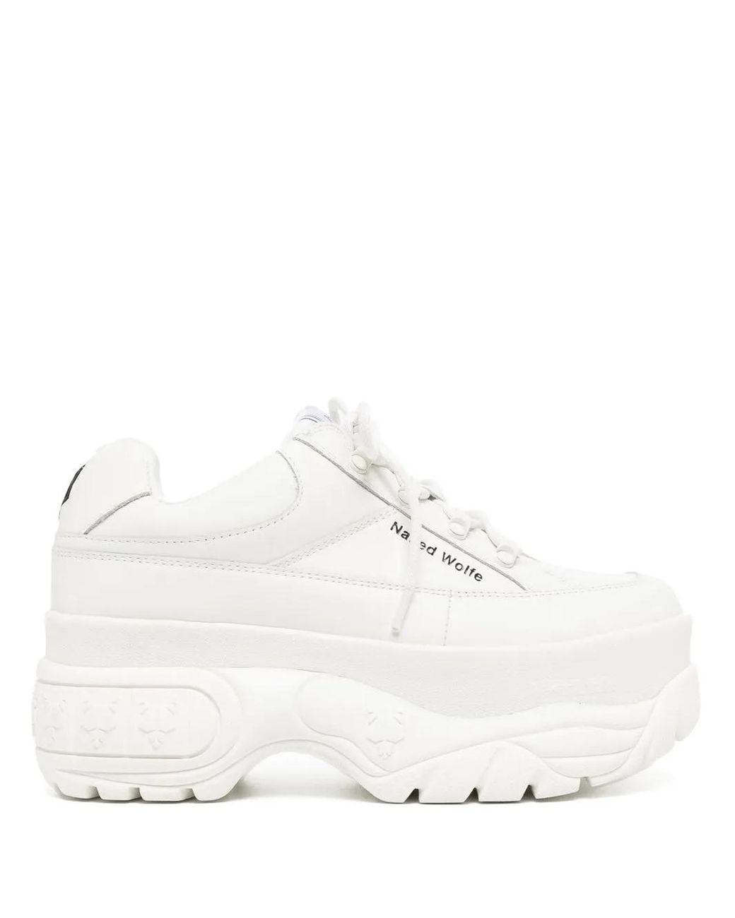 Naked Wolfe White Sporty Platform Lace-Up Sneakers