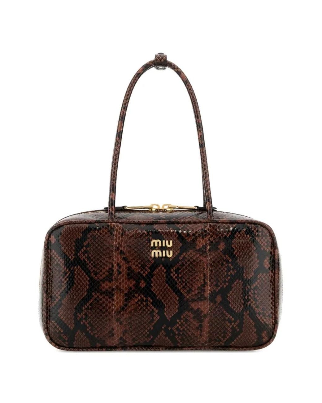 Miu Miu Brown Medium Beau Ayers Printed Leather Shoulder Bag
