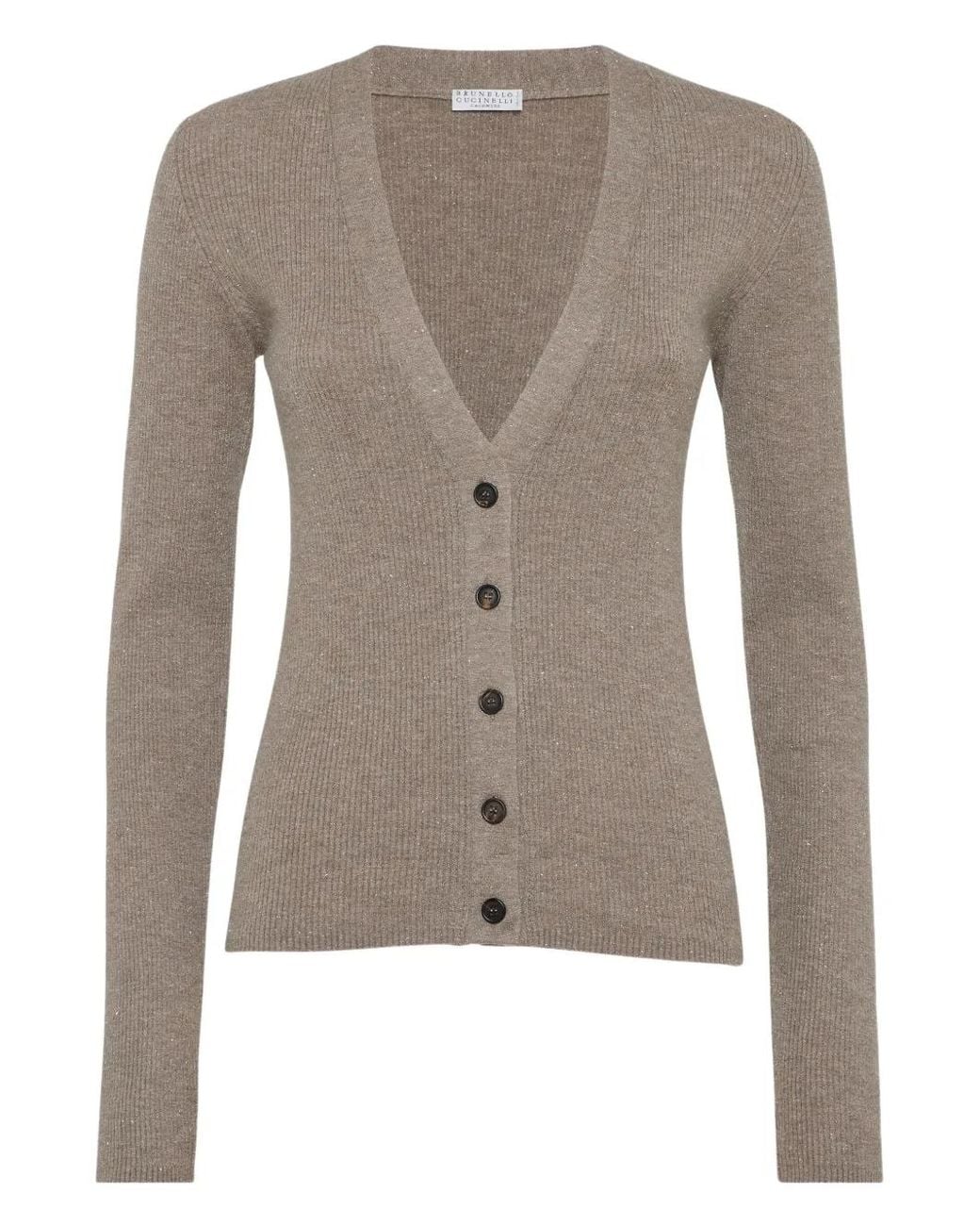 Brunello Cucinelli Gray V-Neck Cardigan