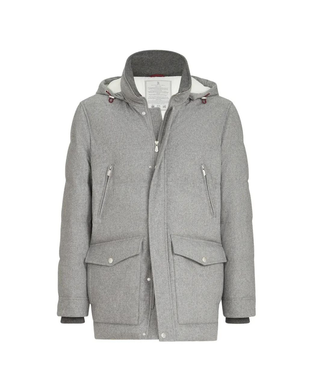 Brunello Cucinelli Gray Parka With Detachable Hood for men