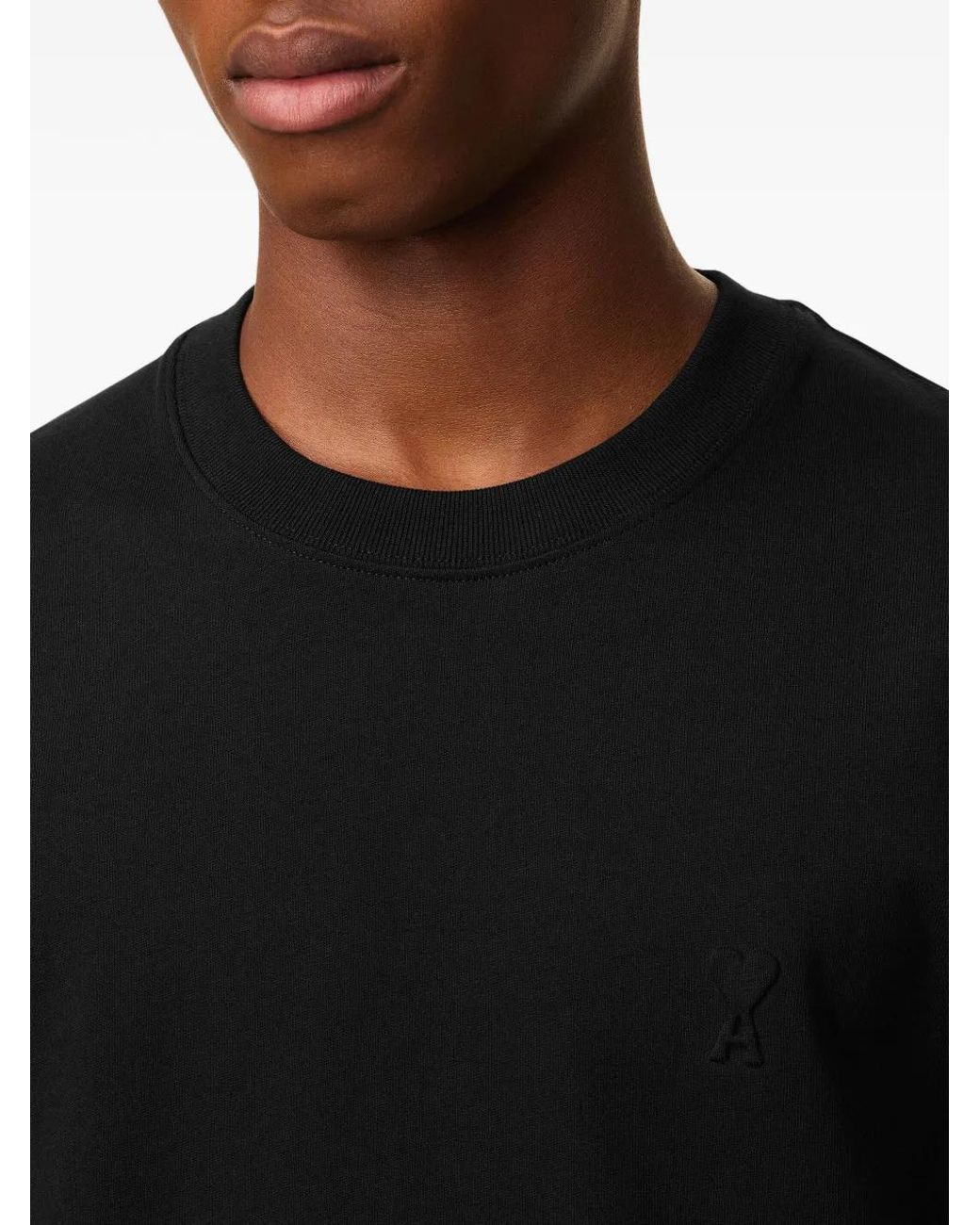 AMI Black Organic Cotton Ami De Coeur T-Shirt