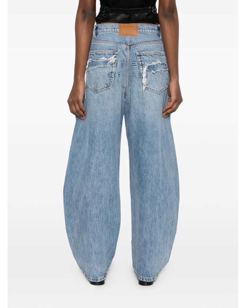 Alexander Wang Blue Distressed Logo Blow Up Jeans