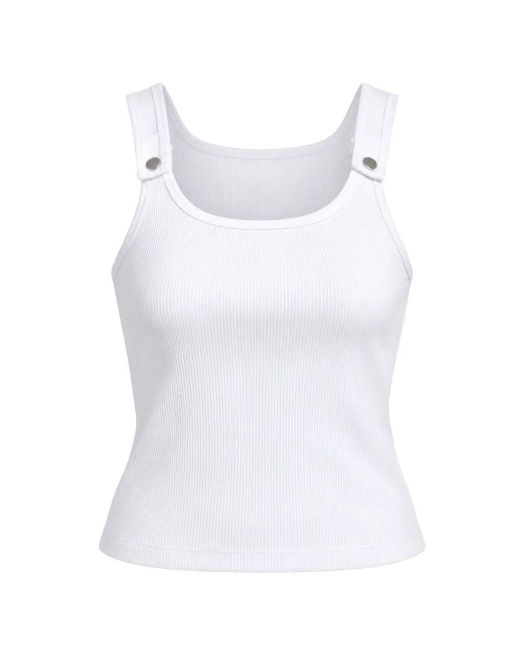 Still Here White Ribbed-Knit Tank Top