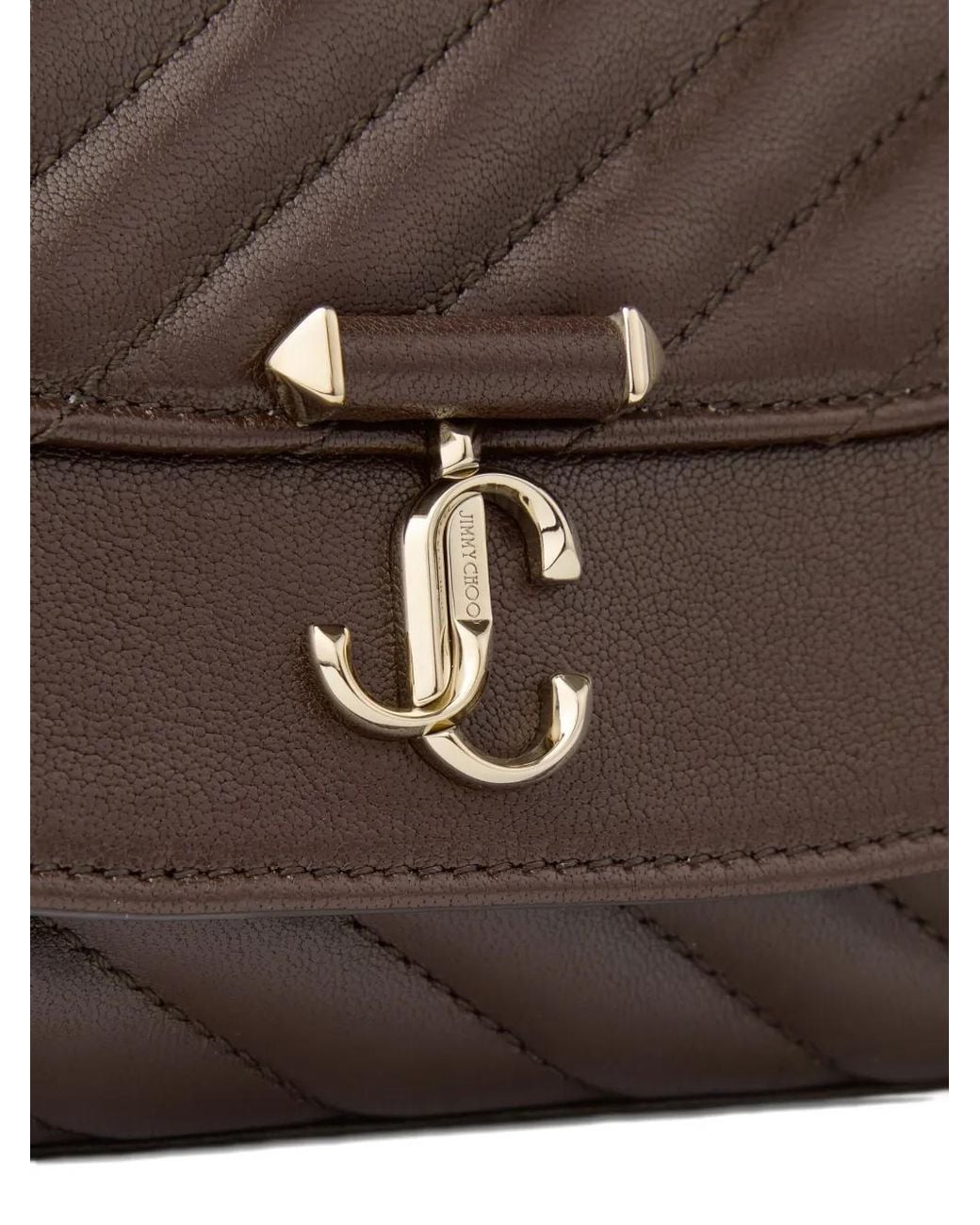 Jimmy Choo Brown Small Avenue Curve Quilted Crossbody Bag