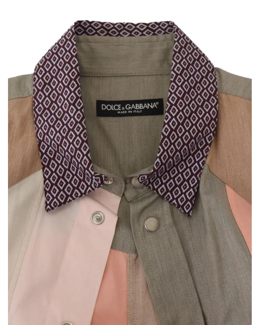 Dolce & Gabbana Gray Patchwork Cotton Shirt for men