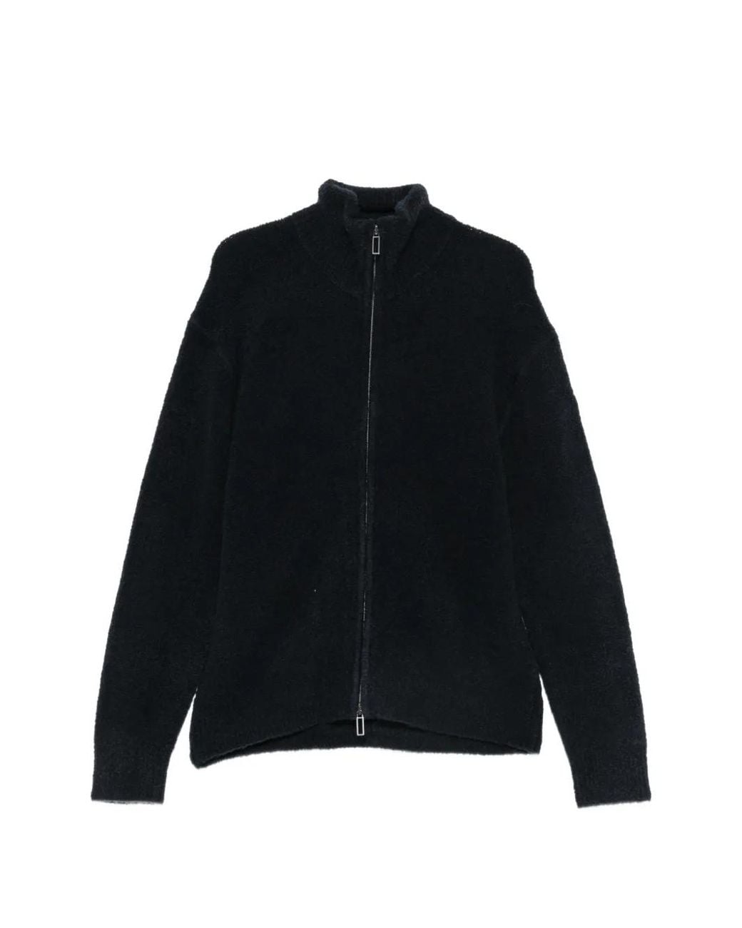 Paolo Pecora Black Zip-Up Boucle-Knit Cardigan for men