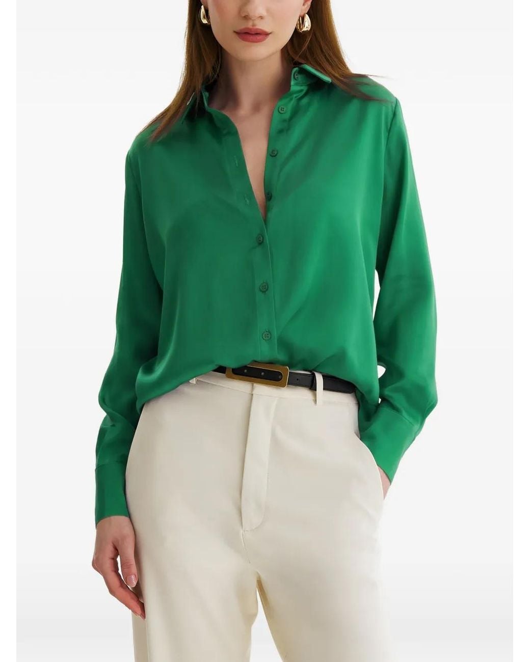 Framboise Green Chemise En Soie