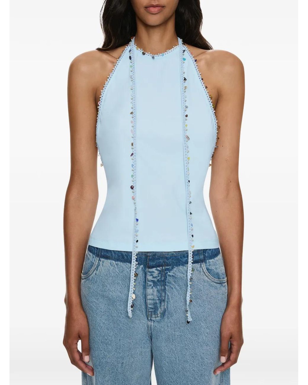 Christopher Esber Blue Beach Quartz Halter Top